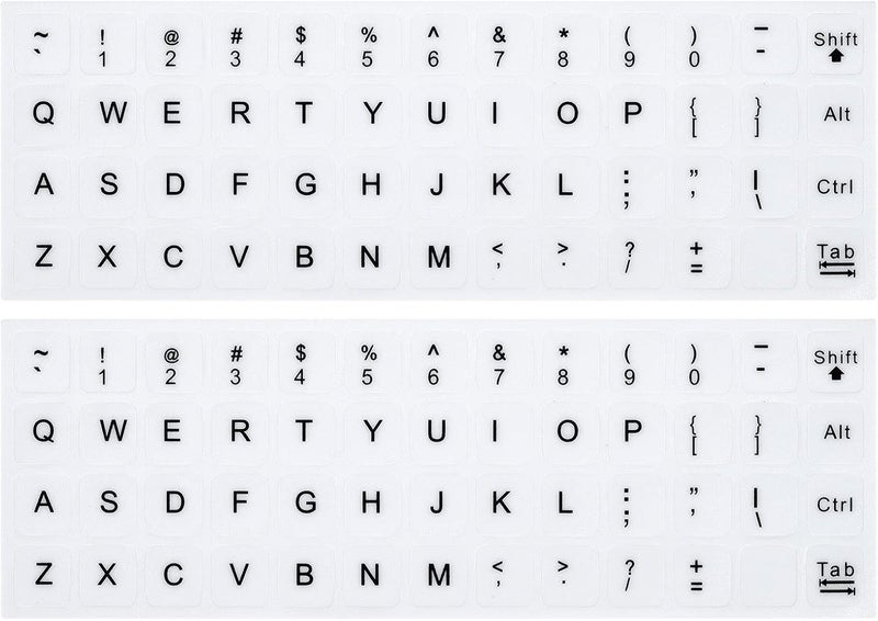 CaseBuy (2PCS Pack) English Keyboard Stickers, Universal Keyboard Replacement Letters English White Background with Black Lettering for Laptops Computer, Matte Keyboard Alphabet Stickers -White - Image 1